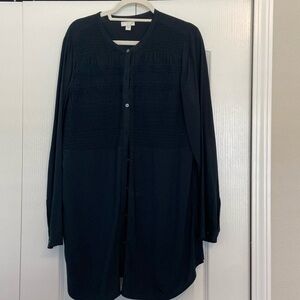 J.Jill navy blue smocked tunic. In excellent used condition size large.